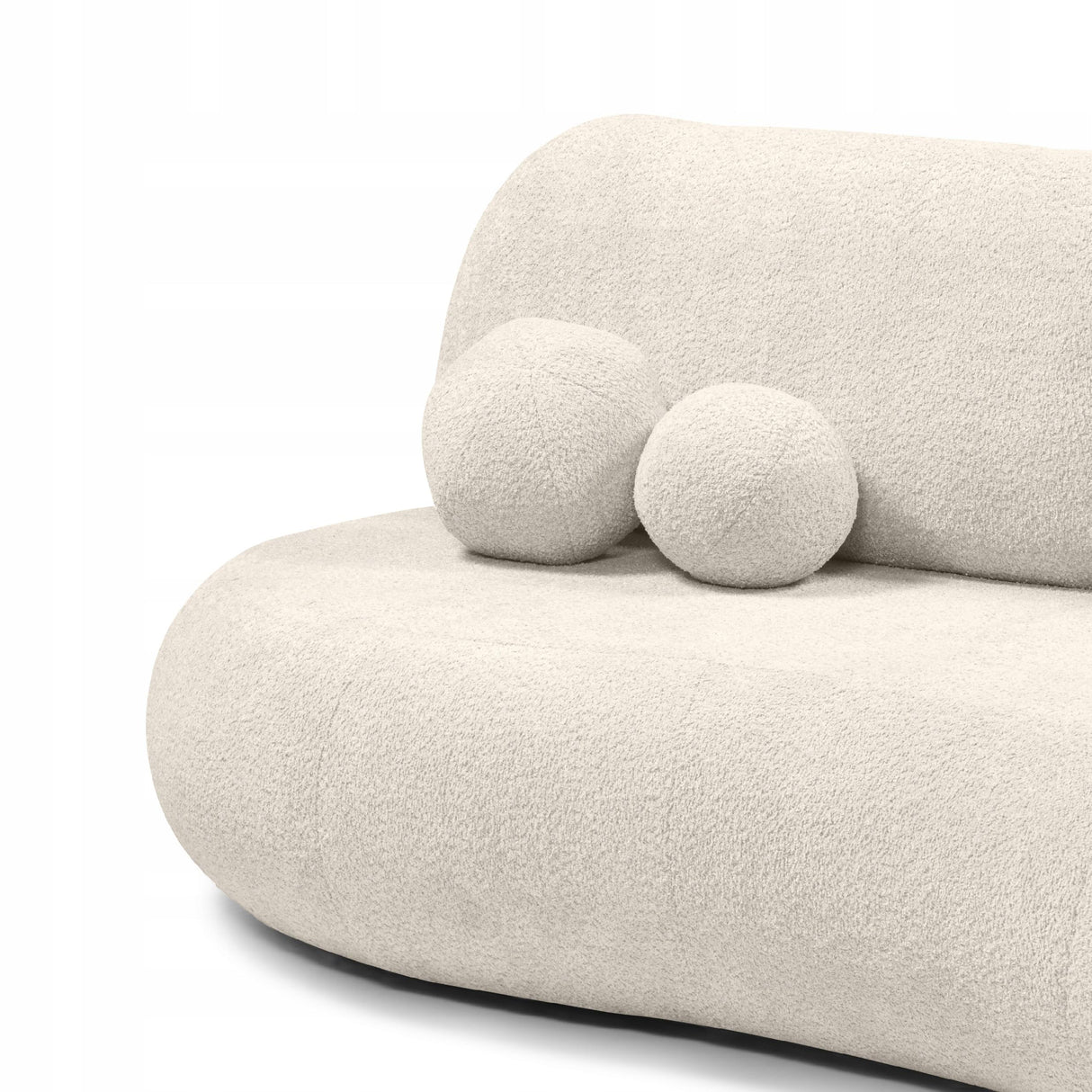 Sofa z Funkcją Spania i Pojemnikiem na Pościel Obłe Kształty Boucle Kremowa