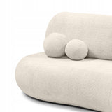 Sofa z Funkcją Spania i Pojemnikiem na Pościel Obłe Kształty Boucle Kremowa