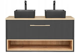 Szafka Podumywalkowa Łazienkowa Płyta Laminowana Drewno Czarna 120 cm