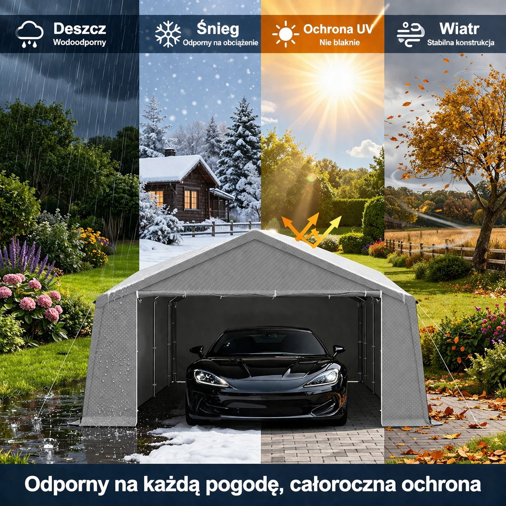 Namiot Garażowy Wodoszczelny Polietylenowy Dach Odporny na Rozerwanie 4x8 m