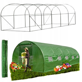 Tunel Foliowy [24 m²] 8x3m [STELAŻ + FOLIA] | ZIELONY