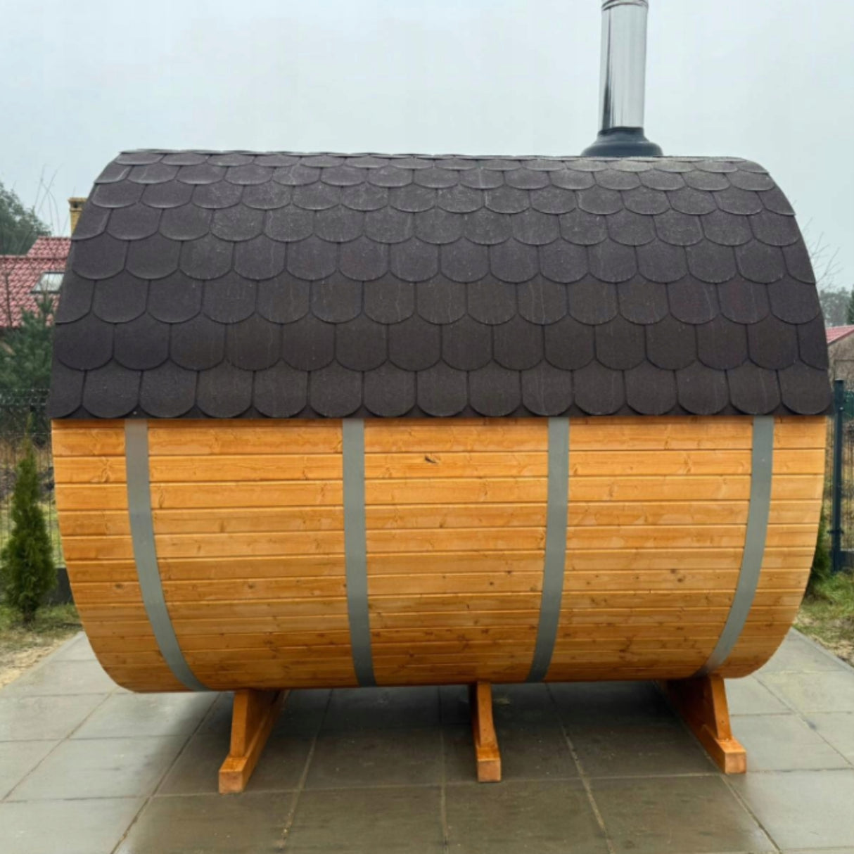 Sauna Ogrodowa Beczka z Piecem na Drewno Zestaw Szwedzkie Drewno 240 cm