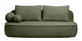 Sofa Zaokrąglony Kształt z Funkcją Spania Pojemnikiem Ciemnozielona 212x100