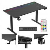 Biurko Gamingowe Elektryczne Regulowane Pilot RGB LED Karbon Czarne 140 cm