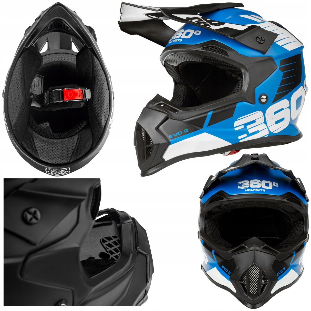 Kask Cross Enduro L/XL Homologacja EU Lekki MTB Quad Daszek Niebieski
