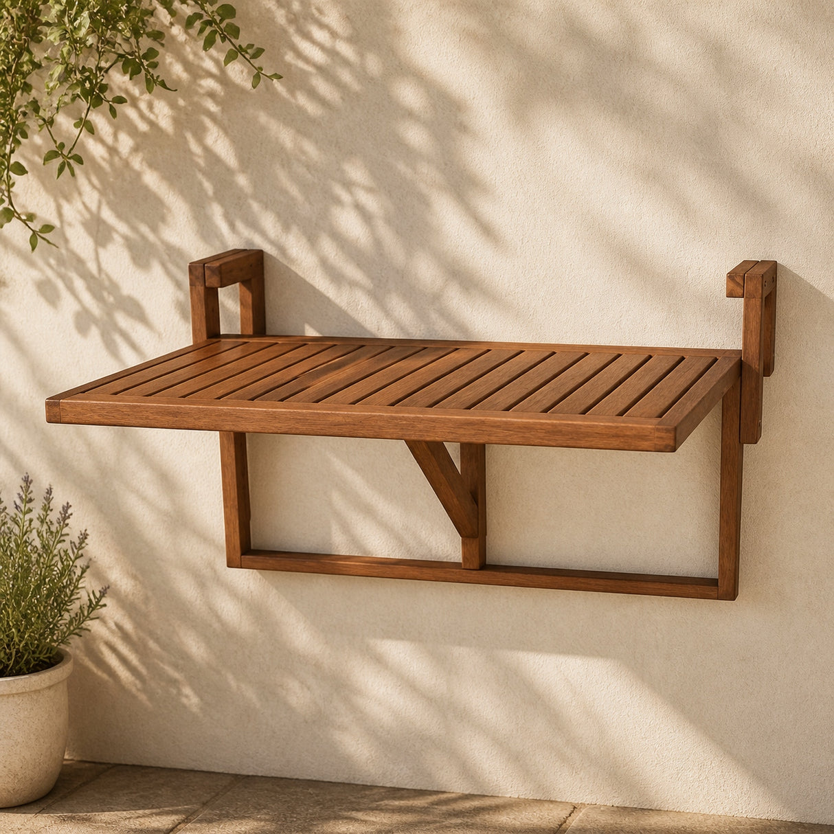 Stolik Balkonowy Wiszący Barkeley 985089 64x65x44/52cm Brązowy Eukaliptus
