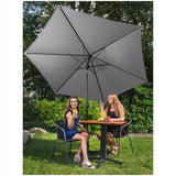 Okrągły Parasol Ogrodowy Balkonowy Uchylny Duży Z Korbką Śr.300Cm Szary