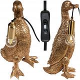 Lampa Złota Kaczka Stołowa Elegancka Lampka w Kształcie Kaczki 37cm Mosiądz