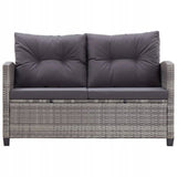 Sofa Ogrodowa Dwuosobowa z Poduszkami Szara Rattan PE 124x74x78 cm