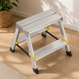 Drabina Aluminiowa Domowa Dwustronna Składana 2x2 Stopnie Taboret do 238 cm