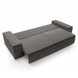 Sofa Rozkładana z Pojemnikiem na Pościel Sztruksowa Ciemnoszara 257x102cm
