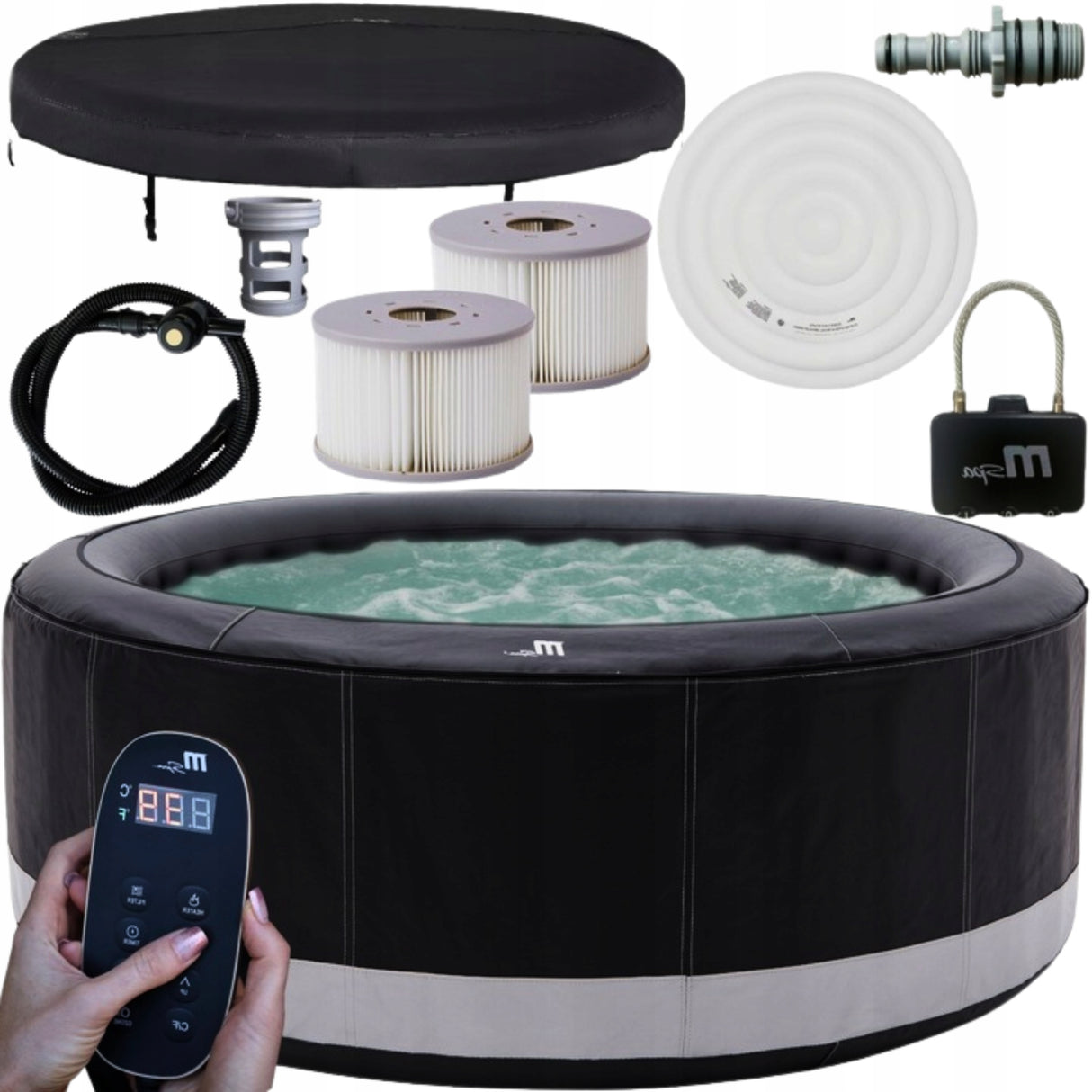 Basen z Hydromasażem Ogrodowe Pojemne Dmuchane SPA 6 osob. 930 L okrągłe