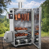 Wędzarnia Elektryczna Ogrodowa Metalowa Smoker BBQ Generator Dymu Srebrna