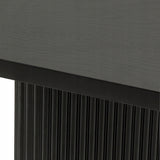 Biurko Konsola Stolik Lamelowe Nogi Owalny Blat Designerski Czarne 140x40