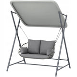 Huśtawka Ogrodowa Dwuosobowa Stal Poliester 171x130x173 cm do 220 Kg Szara