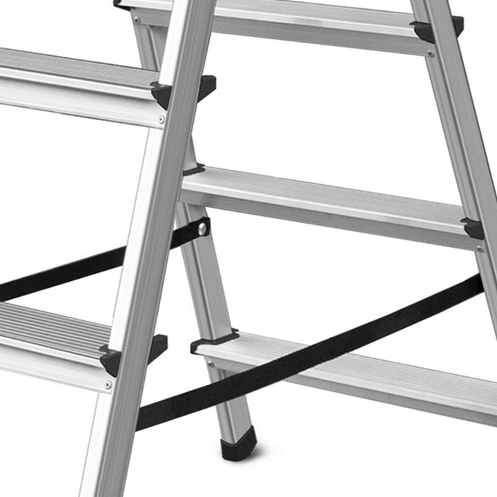 Drabina Aluminiowa Dwustronna Trzystopniowa Schodki Taboret 125 kg 2,62 m