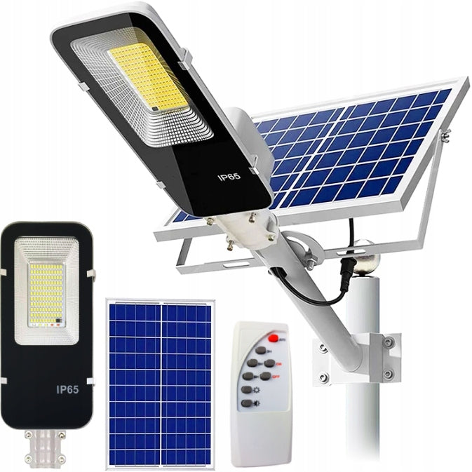 MOCNA LAMPA SOLARNA DIOD LED ŚCIENNA ULICZNA PILOT IP65 7000K COB OGRÓD1szt