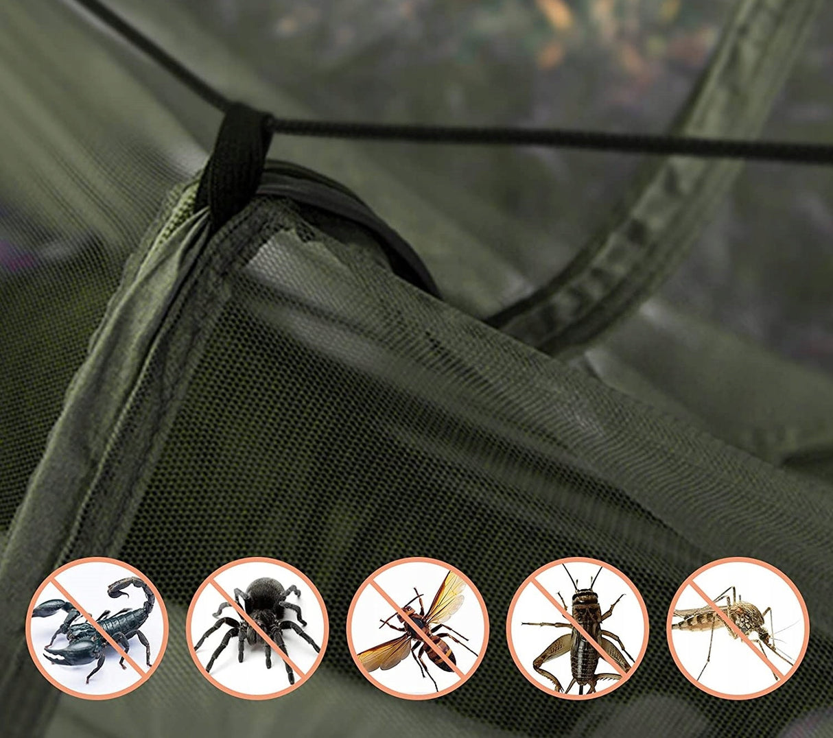Hamak Turystyczny Dwuosobowy Z Moskitierą Biwak Survival Wytrzymały Mocny