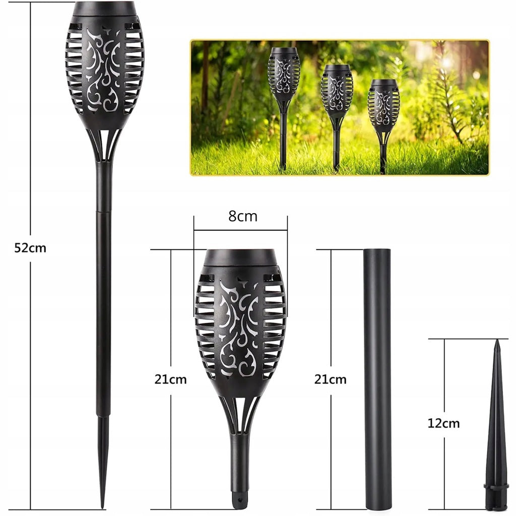 Lampa Solarna Wbijana Czarny grodowa na energię słoneczną 52cm 12 sztuk