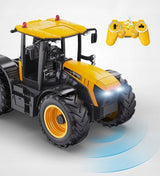 Traktor z Przyczepką Ciągnik Zdalnie Zabawkowy Żółty Sterowany Pilotem RC