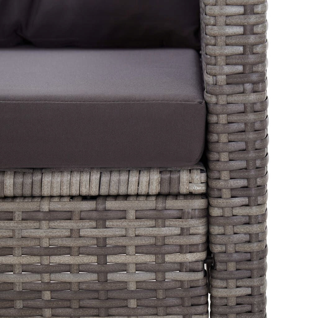Sofa Ogrodowa Dwuosobowa z Poduszkami Szara Rattan PE 124x74x78 cm