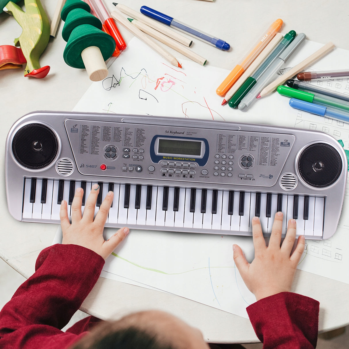 Keyboard Pianinko z Mikrofonem Organy 54 Klawisze do Grania Wyświetlacz Led