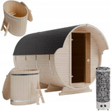 Sauna Ogrodowa Zestaw z Piecem HARVIA PC90i Balia 120 cm Beczka 340 cm