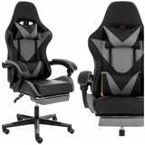 Fotel Obrotowy Biurowy Gamingowy Podnóżek Ergonomiczny Regulowany Czarny