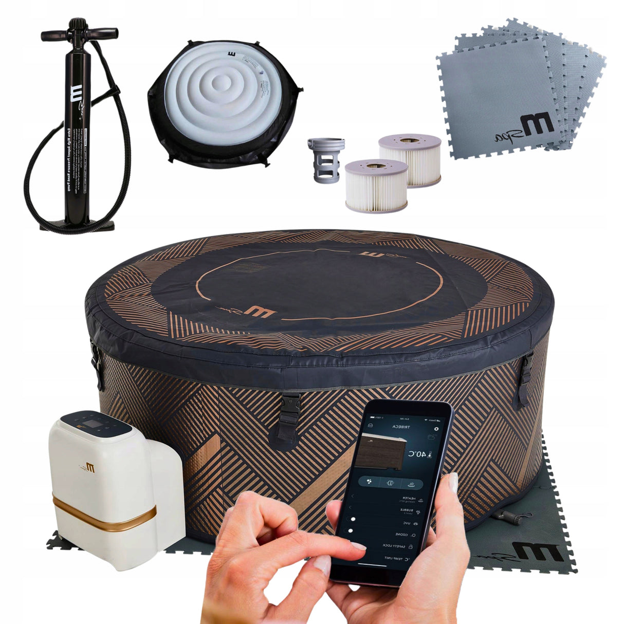 Basen z Hydromasażem 6-os. SPA Nadmuchiwany Okrągły 930L 173x173x65cm WIFI