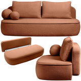 Sofa Zaokrąglony Kształt z Funkcją Spania Pojemnikiem Miedziana 212x100