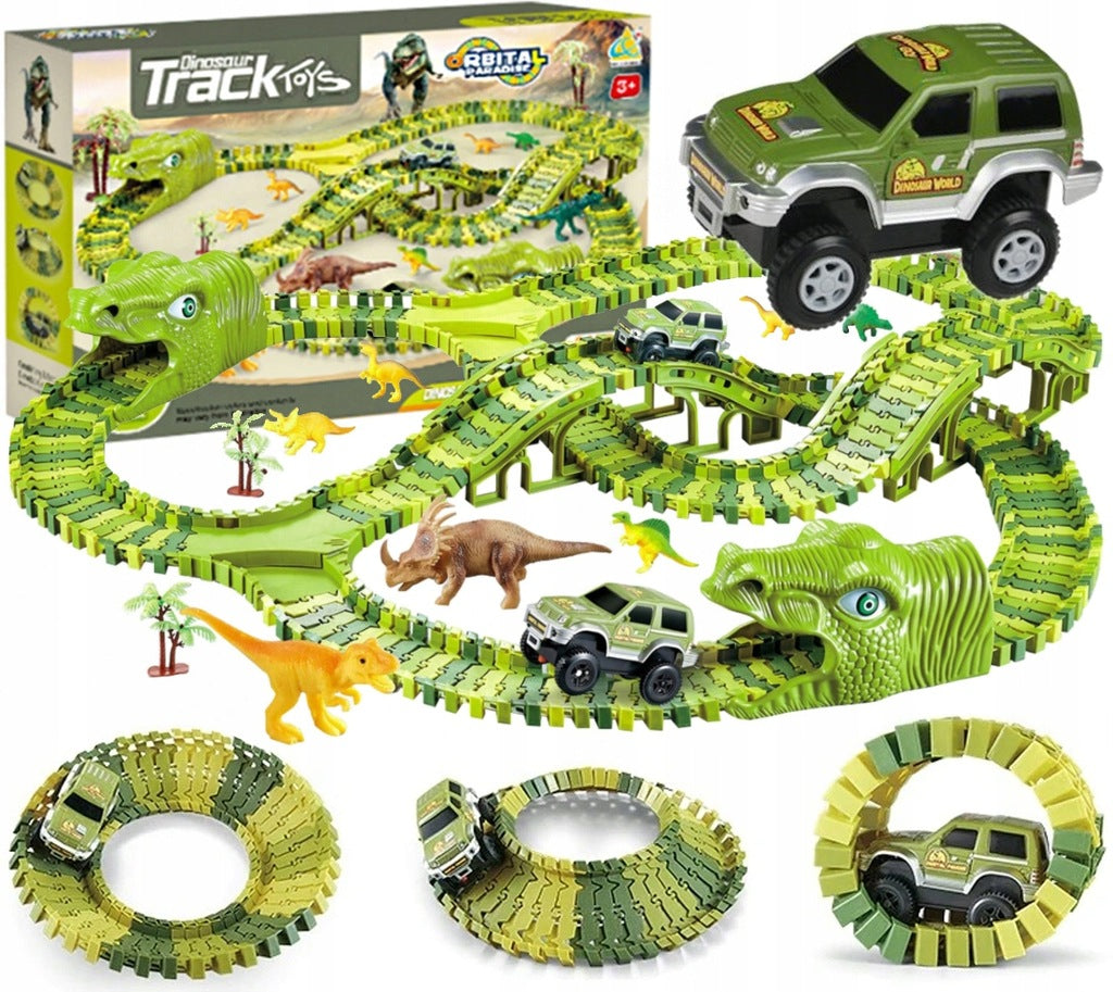 MEGA DUŻY TOR AUTO WYŚCIGOWY DINOZAUR PARK 240 el.