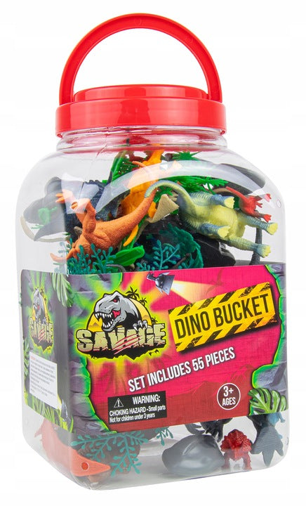 DUŻY ZESTAW FIGURKI DINOZAURY W POJEMNIKU 55 EL.