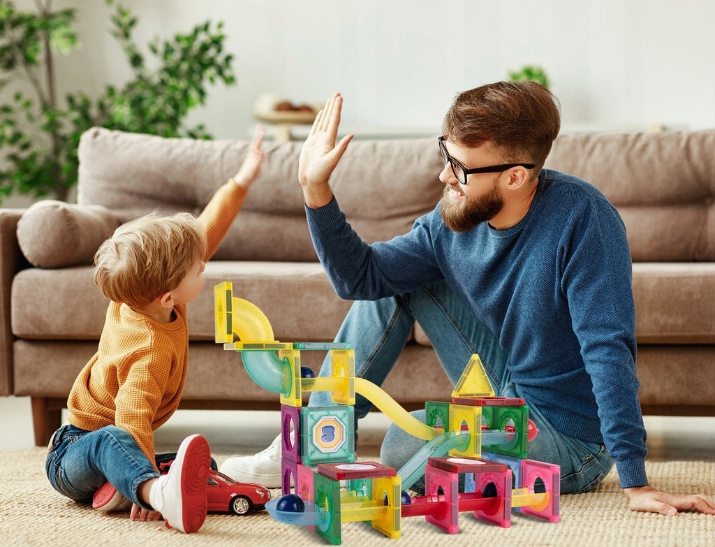 Klocki Magnetyczne Zjeżdżalnia 3D Kulkowy Konstrukcyjne Świecący Tor