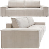 Sofa Rozkładana z Pojemnikiem na Pościel Sztruksowa Jasnobeżowa 257x102cm