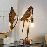 Lampa Złota Papuga Stołowa Elegancka Lampka w Kształcie Papugi 46cm Mosiądz
