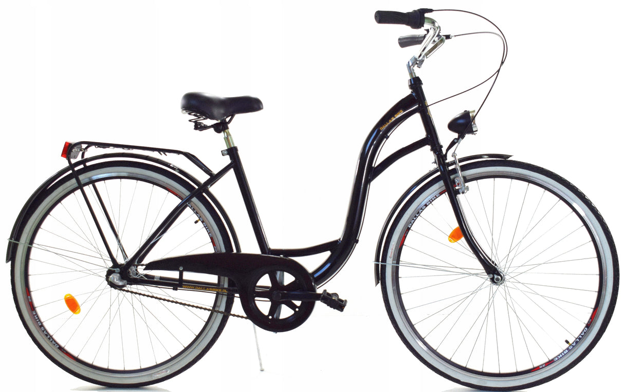 Rower Miejski Damski Lekki Aluminiowy Przerzutki Bagażnik Czarny | Koła 28"