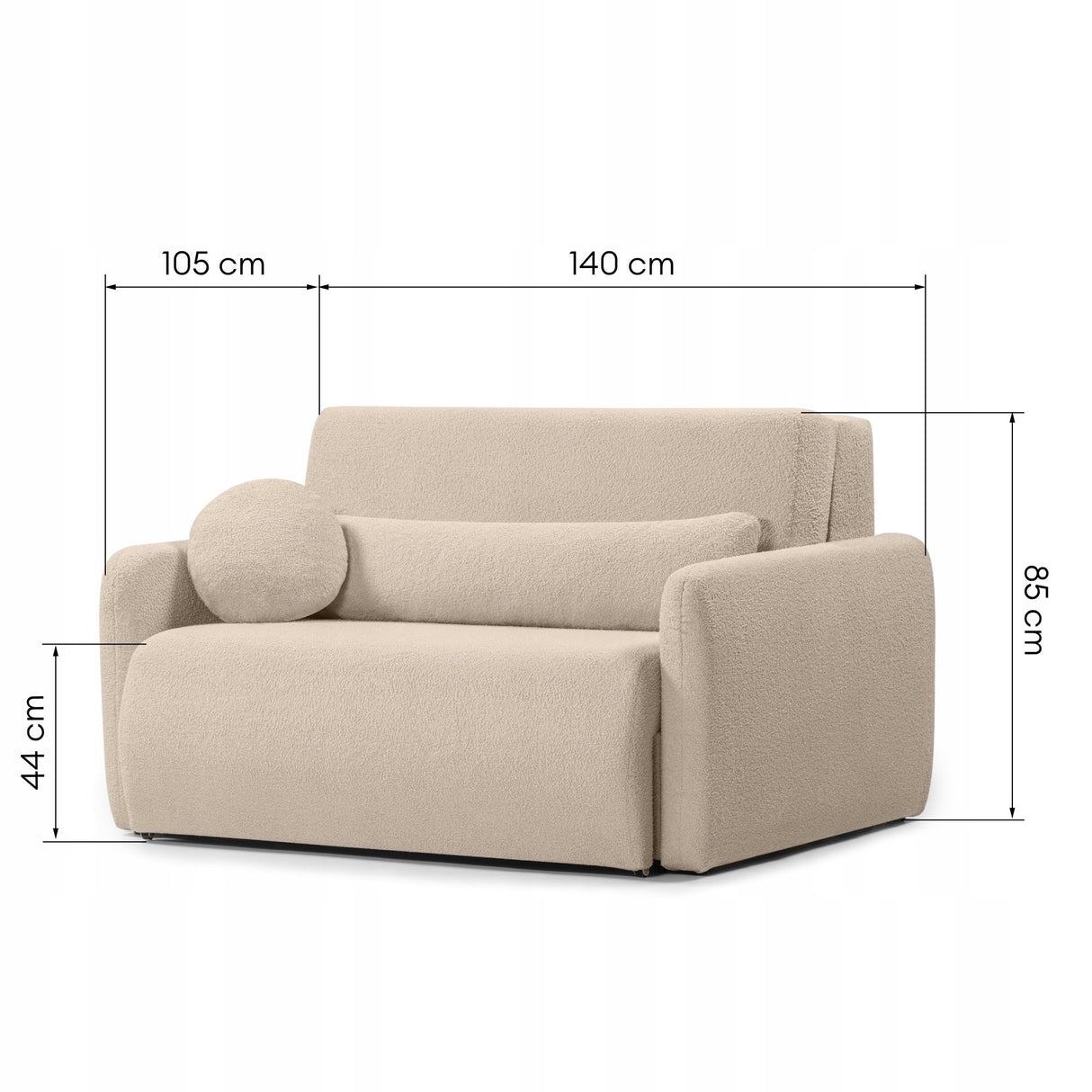 Sofa Salonowa z Funkcją Spania i Pojemnikiem na Pościel Jasnobeżowa Boucle