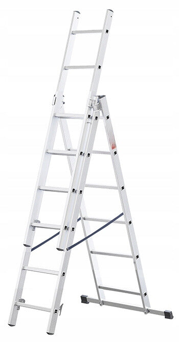 Drabina Aluminiowa produkt POLSKI + GRATIS Wielofunkcyjna 3x8 stopni