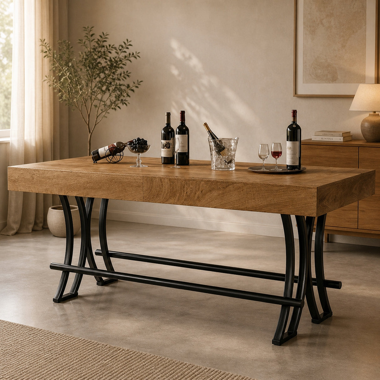 Stół Kuchenny Industrialny LD0037 Brązowy 70x160x90 cm Prostokątny Trwały