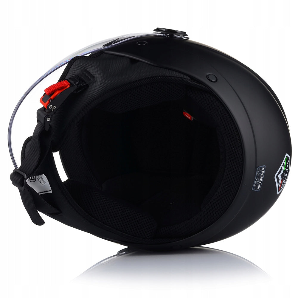 Kask Motocyklowy Otwarty CHOPPER Otwierany VITO UNO Czarny Mat XS