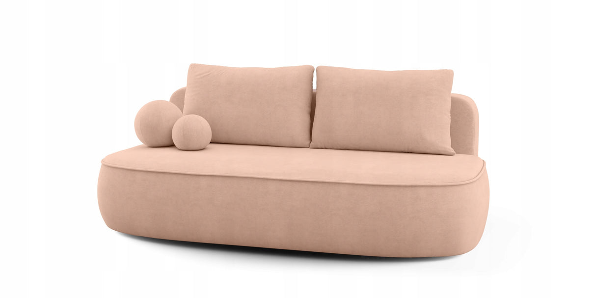 Sofa Zaokrąglony Kształt z Funkcją Spania Pojemnikiem Brzoskwiniowa 212x100