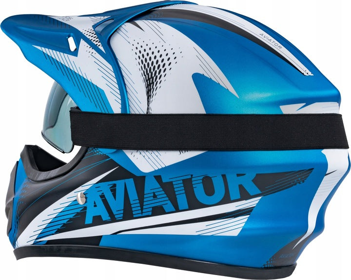 Kask Motocyklowy Crossowy Enduro na Quad Skuter Motor Niebieski XL