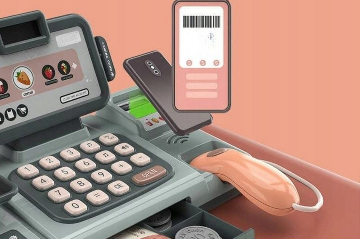 Kasa Fiskalna Sklepowa Elektroniczna Kalkulator Dźwięki Skaner Edukacyjna
