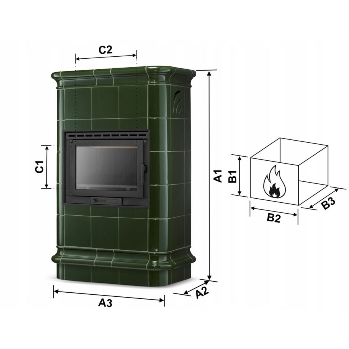 Piec Kominek Piecyk Kaflowy Ceramiczny Koza OLIVE 13 kW Obudowa Kominkowa
