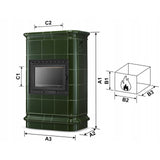 Piec Kominek Piecyk Kaflowy Ceramiczny Koza OLIVE 13 kW Obudowa Kominkowa