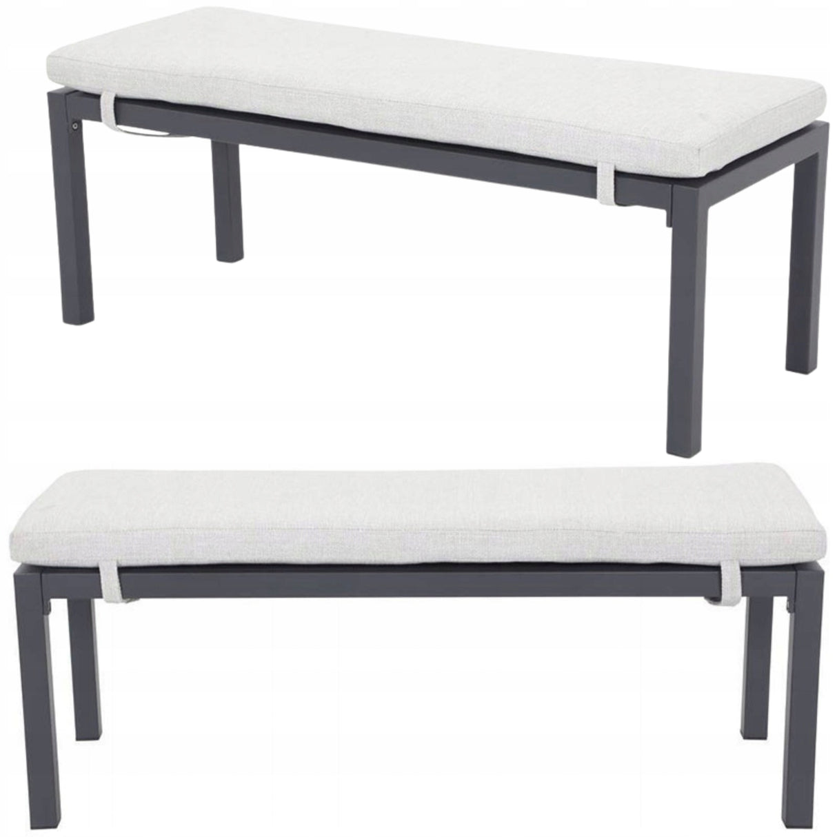 Ławka Ogrodowa Monti 120x45x41 cm Biały Czarny Lekka Aluminiowa Rama
