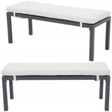 Ławka Ogrodowa Monti 120x45x41 cm Biały Czarny Lekka Aluminiowa Rama