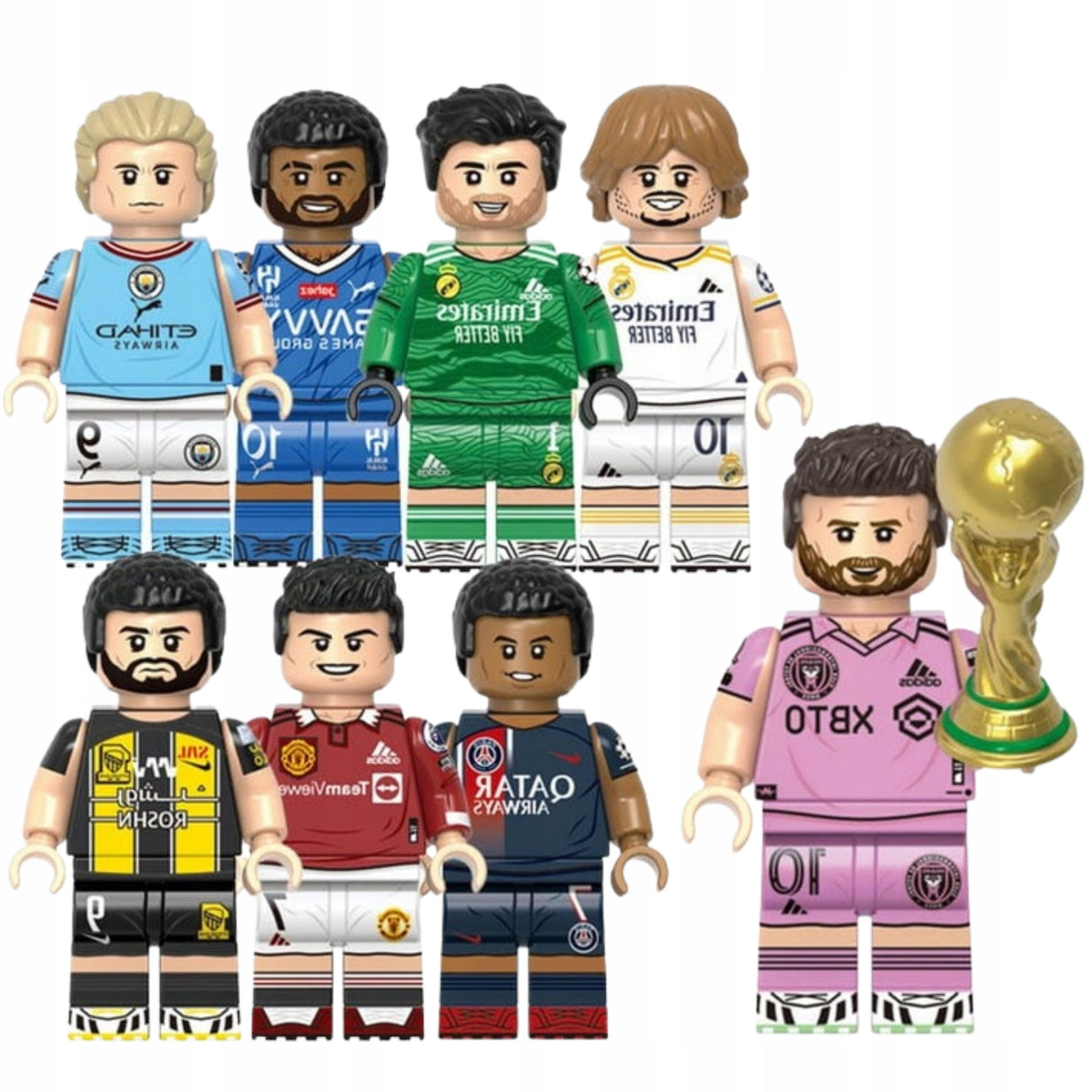 Piłkarzyki Figurki Messi Mbappe Benzema Modric 8 Sztuk Piłkarska Klasa
