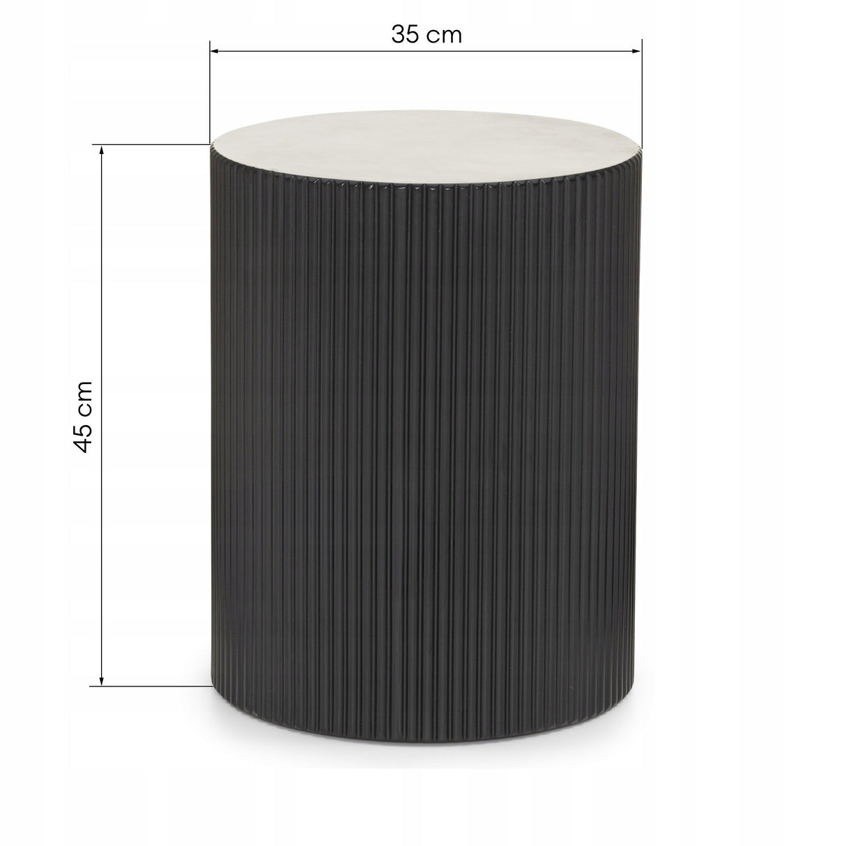 Stolik Kawowy Dekoracyjne Ryflowanie Wypoczynkowy Czarny Płyta MDF 35cm