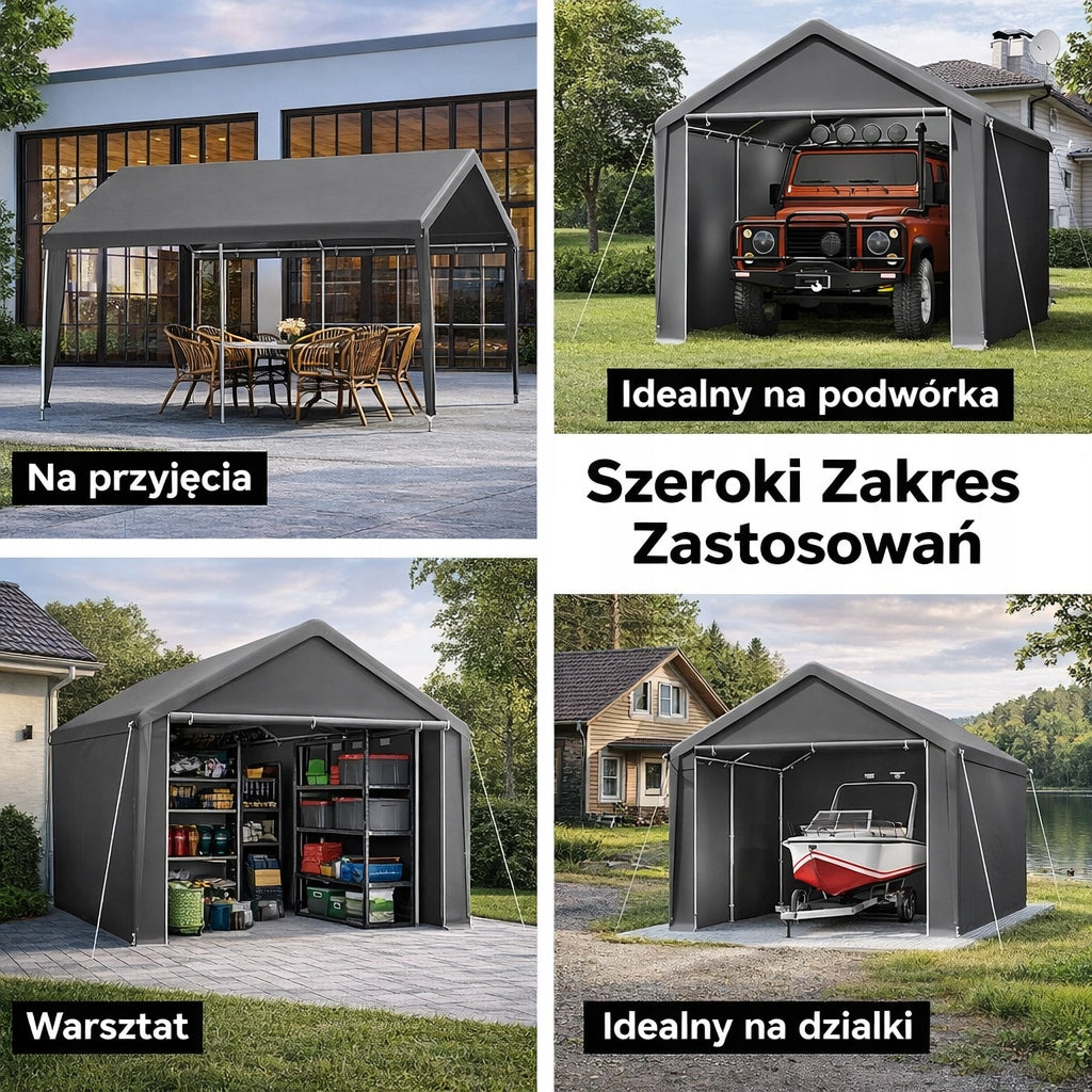Namiot Garażowy Wodoszczelny Polietylenowy Dach Odporny na Rozerwanie 3x4 m